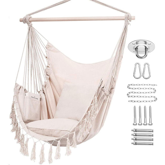 Cotton Macrame Swing Chair With Pillow