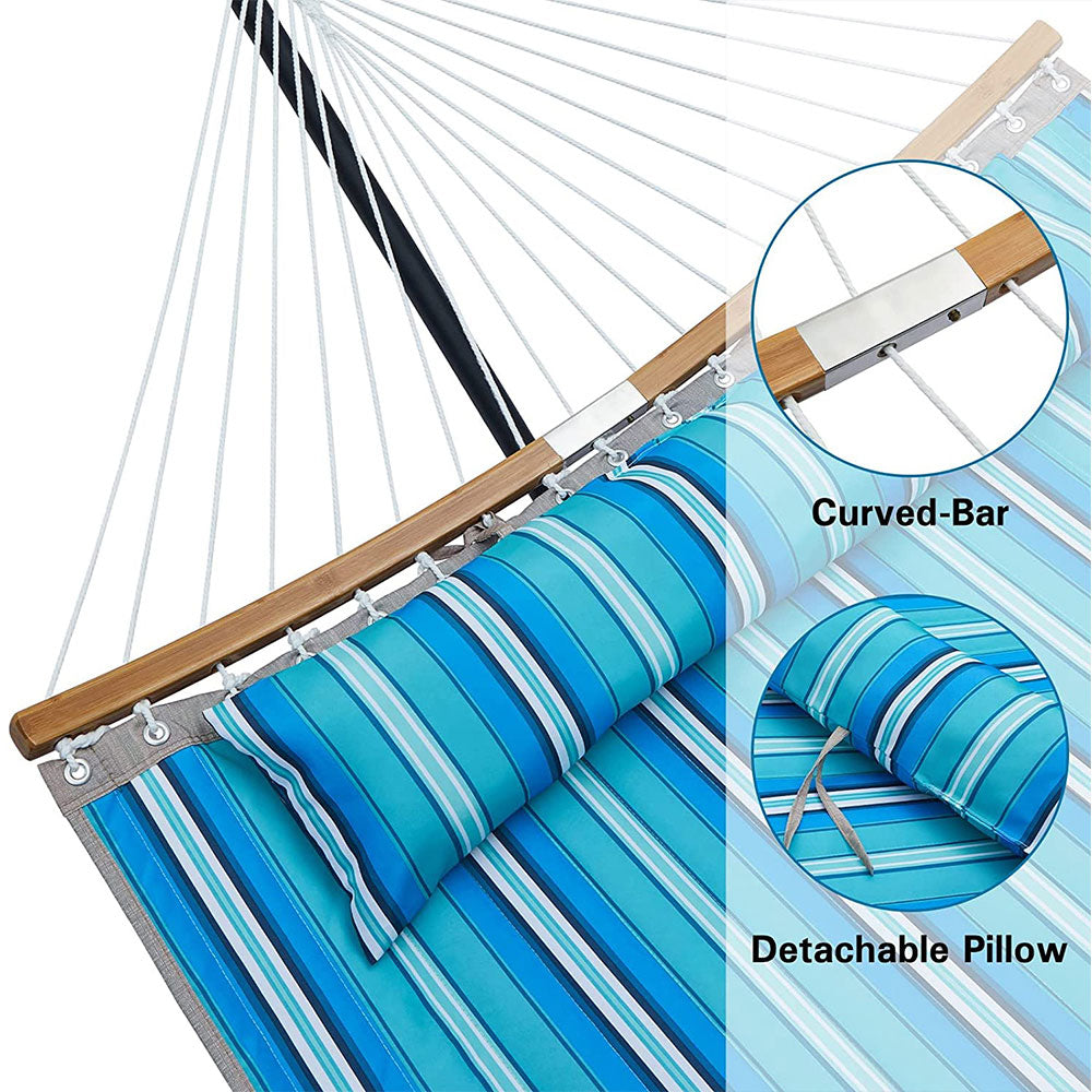 Quilted Fabric Hammock with Bamboo Wood